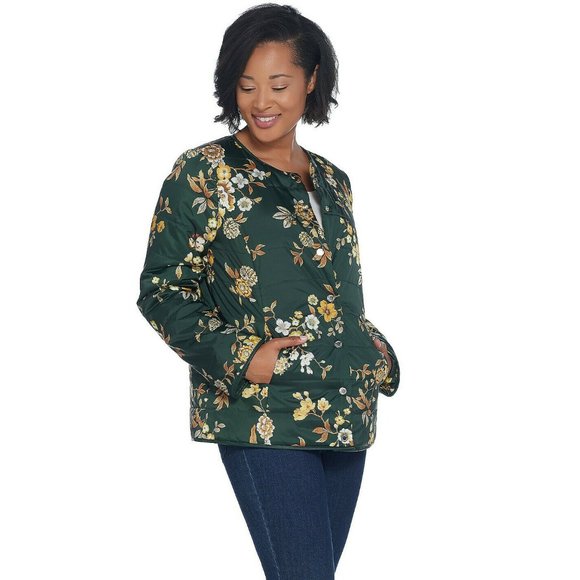 dennis basso Jackets & Blazers - Dennis Basso Quilted Floral Puffer Jacket Size L